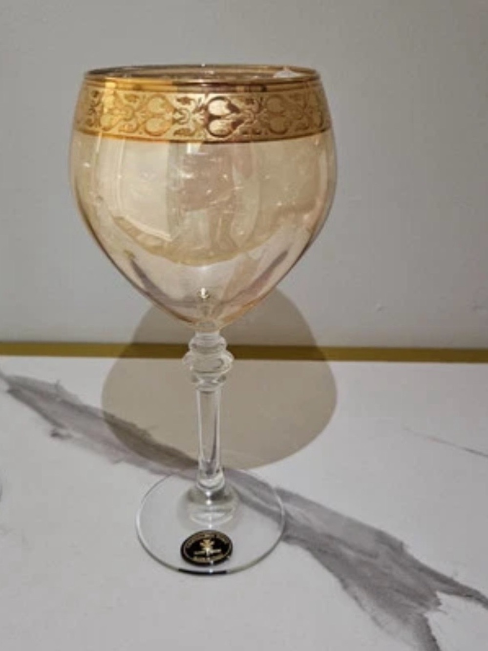 Cristalleria Fumo Italy 24K Gold Trim Vintage Goblet Set 3 Piece Glass Elegant - Picture 2 of 5